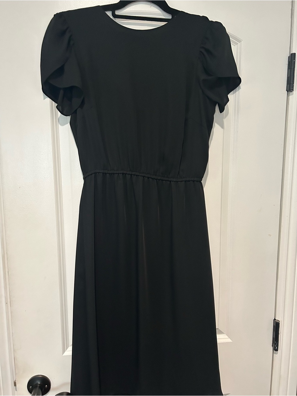 Classic Black Midi Dress with Flutter Sleeves